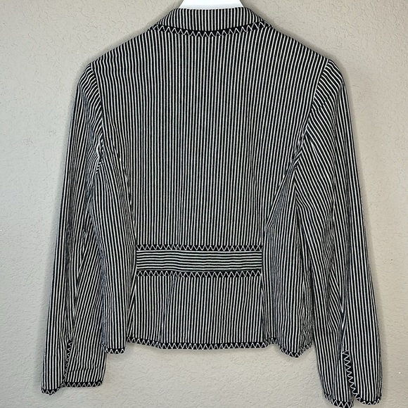 Talbots Black and White Striped Jean Jacket Blazer Size 8 - Picture 7 of 13